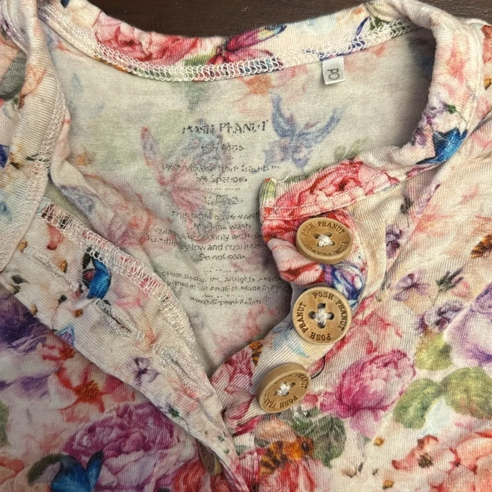 Posh Peanut floral super soft onesie see measurements